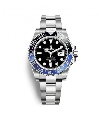 Replica Rolex Steel GMT-Master II 40 Watch 126710BLNR Black And Blue Batman Bezel Black Dial Jubilee Bracelet