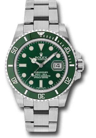 Replica Rolex Steel Submariner Date Watch 116610LV The Hulk Green Dial