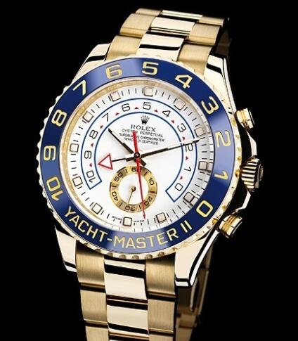 Replica Rolex Yellow Gold Yacht-Master II 44 Watch White Dial 116688