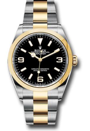 Replica Rolex Steel and Yellow Gold Oyster Perpetual Explorer 124273 Black Dial Oyster Bracelet 2021 Release