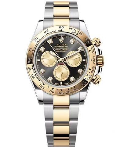 Rolex 126503-0002 Cosmograph Daytona Stainless Steel Yellow Gold Black Golden Diamond Oyster Replica Watch - Click Image to Close