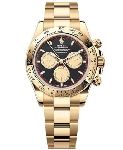 Rolex 126508-0002 Cosmograph Daytona Yellow Gold Black Champagne Oyster Replica Watch - Click Image to Close