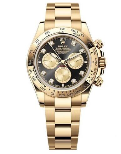 Rolex 126508-0003 Cosmograph Daytona Yellow Gold Black Champagne Diamond Oyster Replica Watch
