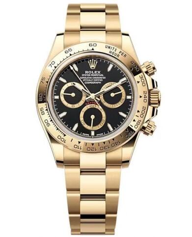 Rolex 126508-0004 Cosmograph Daytona Yellow Gold Black Oyster Replica Watch - Click Image to Close