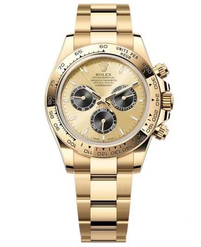 Rolex 126508-0006 Cosmograph Daytona Yellow Gold Golden Black Oyster Replica Watch - Click Image to Close