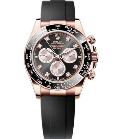 Rolex 126515LN-0004 Cosmograph Daytona Everose Cerachrom Black Sundust- Diamond Oysterflex Replica Watch