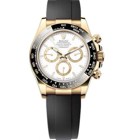 Rolex 126518LN-0002 Cosmograph Daytona Yellow Gold Cerachrom White Oysterflex Replica Watch