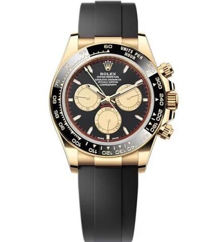 Rolex 126518LN-0004 Cosmograph Daytona Yellow Gold Cerachrom Black Champagne Oysterflex Replica Watch