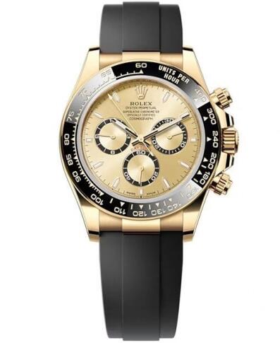 Rolex 126518LN-0010 Cosmograph Daytona Yellow Gold Cerachrom Golden Oysterflex Replica Watch