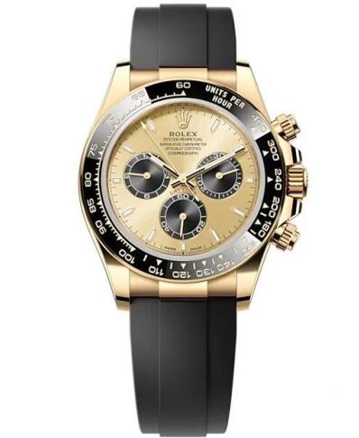Rolex 126518LN-0012 Cosmograph Daytona Yellow Gold Cerachrom Champagne Black Oysterflex Replica Watch