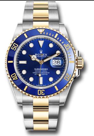 Replica Rolex Steel and Gold Submariner Date Watch 126613LB Blue Bezel - Blue Dial