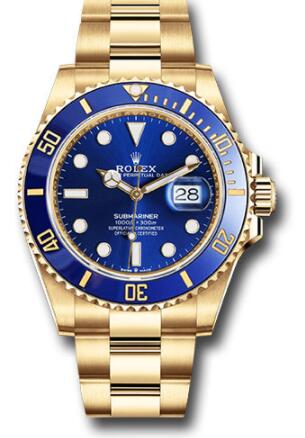 Replica Rolex Yellow Gold Submariner Date Watch 126618LB Blue Bezel Blue Dial
