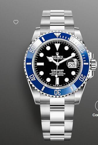 Replica Rolex White Gold Submariner Date Watch 126619LB The Blueberry - Blue Bezel - Black Dial - Click Image to Close