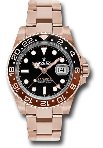 Replica Rolex Everose GMT-Master II 40 Watch 126715CHNR Black And Brown Bezel Black Dial Oyster Bracelet