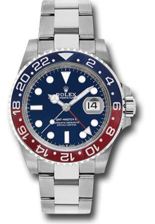 Replica Rolex White Gold GMT-Master II 40 Watch 126719BLRO Blue and Red Pepsi Bezel Blue Dial Oyster Bracelet