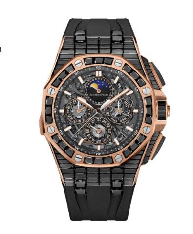 Audemars Piguet Royal Oak OffShore Grande Complication Pink Gold Black Sapphire Skeleton Replica watch 26583OR.SS.A002CA.01