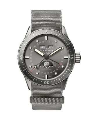 Blancpain Fifty Fathoms Bathygraphe Quantième Complet Titanium Grey NATO Replica Watch 5054-1210-NAGA