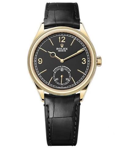 Rolex Perpetual 1908 39 Yellow Gold Black Replica Watch 52508-0002