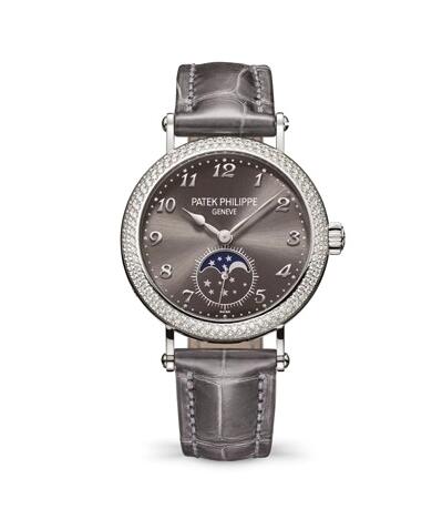 Patek Philippe Moonphase 7121 White Gold Diamond Grey Replica Watch 7121/200G-010 - Click Image to Close