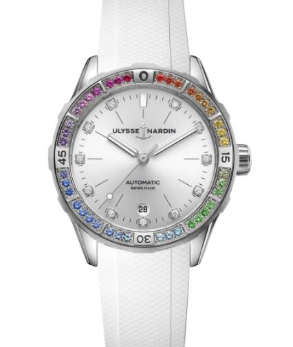 Ulysse Nardin Lady Diver Rainbow White Replica Watch 8163-182B1LE-1A-RAIN/3A