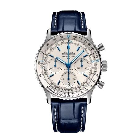 Breitling Navitimer B01 Chronograph 41 Stainless Steel White Boutique Alligator Folding Replica Watch AB0139A71G1P1 - Click Image to Close