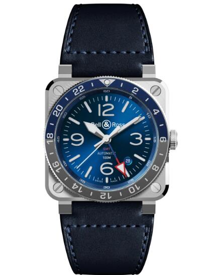 Bell & Ross BR 03-93 GMT Blue Replica Watch BR0393-BLU-ST/SCA