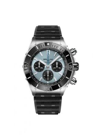 Breitling Chronomat B01 44 Stainless Steel PB0136251C1S1 Replica Watch Ice Blue Rubber Rouleaux