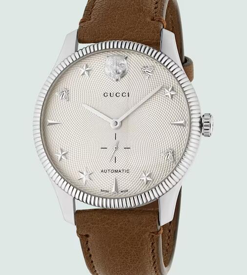 Replica Gucci G-Timeless Watch 40 mm in brown lambskin YA126361