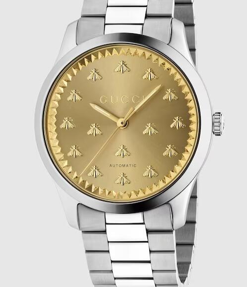 Replica Gucci G-Timeless Watch with bees 42 mm in steel YA126378
