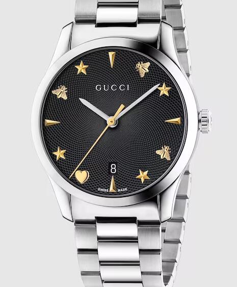 Replica Gucci G-Timeless Watch 38mm With Black Guilloché Dial YA1264029A