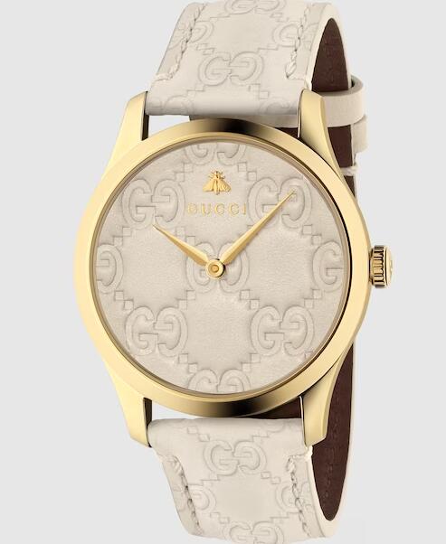 Replica GUCCI YA1264033A White Gucci Signature Leather G-Timeless Watch 38mm