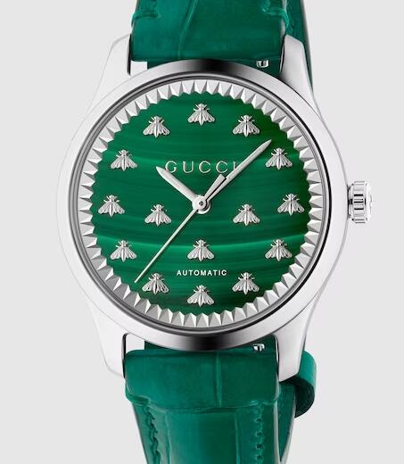 Replica Gucci G-Timeless Watch with bees 38 mm in green alligator YA1264213