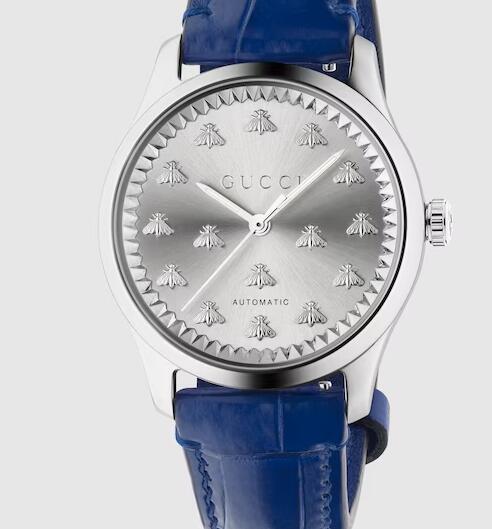 Replica Gucci G-Timeless Watch with bees 38 mm in blue alligator YA1264214