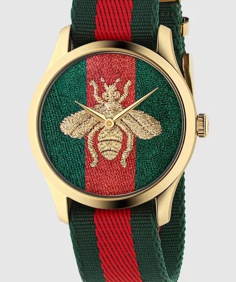Replica Gucci G-Timeless Watch 38mm In Green & Red Web YA126487A