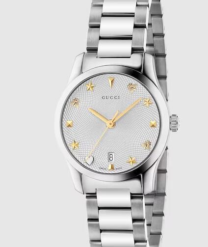 Replica GUCCI YA126572A Steel G-timeless Watch 27mm With Silver Guilloché Dial
