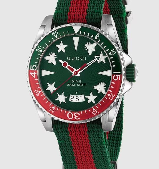 Gucci Dive Watch replica 40mm in green rubber YA136339