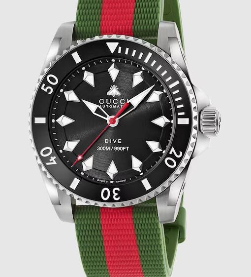 Gucci Dive Watch replica 40mm in green and red rubber YA136349
