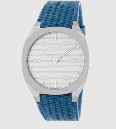 Gucci 25H Watch Replica 34mm in blue leather YA163422